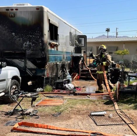  Occupant rescued from motorhome fire