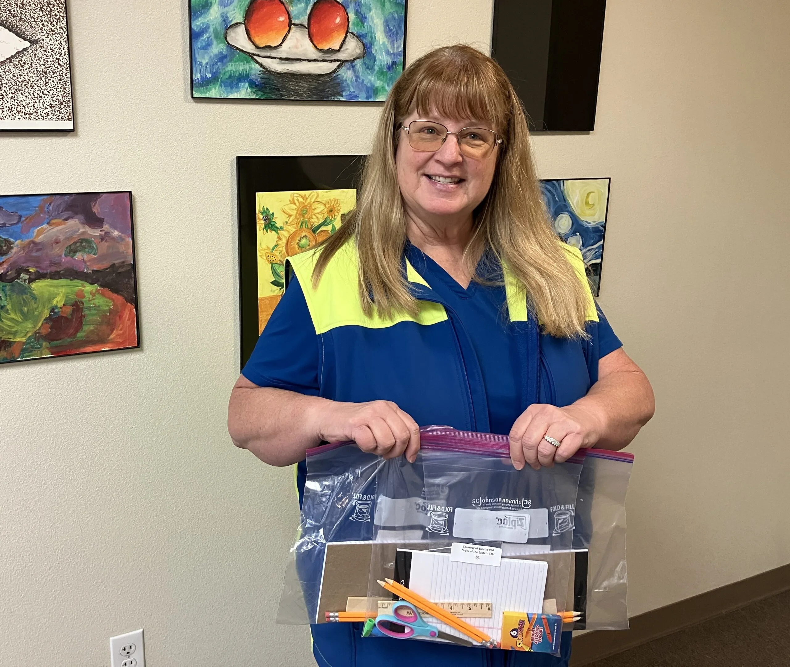 Bullhead City School District teacher preparing kindergarten supplies.